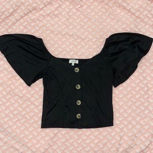 Black Crop top with brown bottons